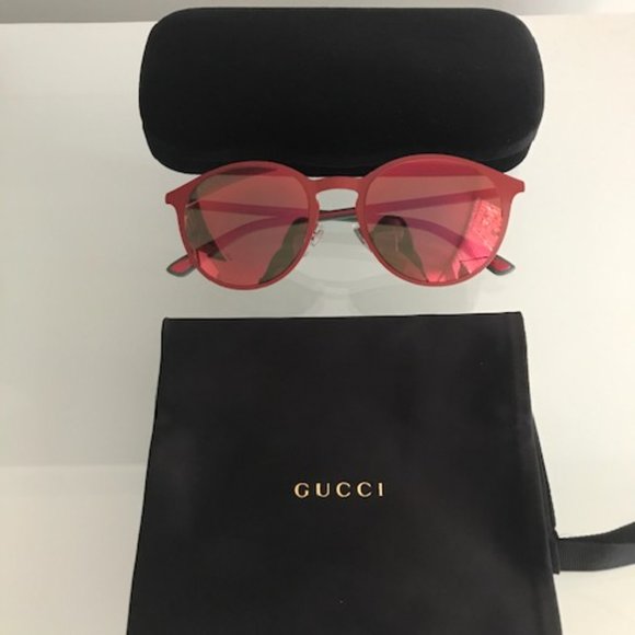 GUCCI GG0504S Red Logo Round Sunglasses MADE IN ITALY